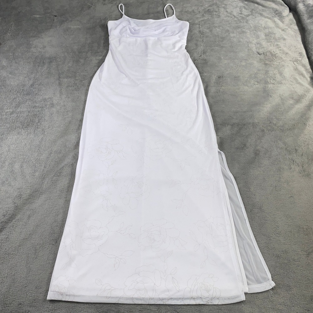 Taboo Maxi Dress Women S White Glitter Floral Spaghetti Vintage Y2k Gown Wedding